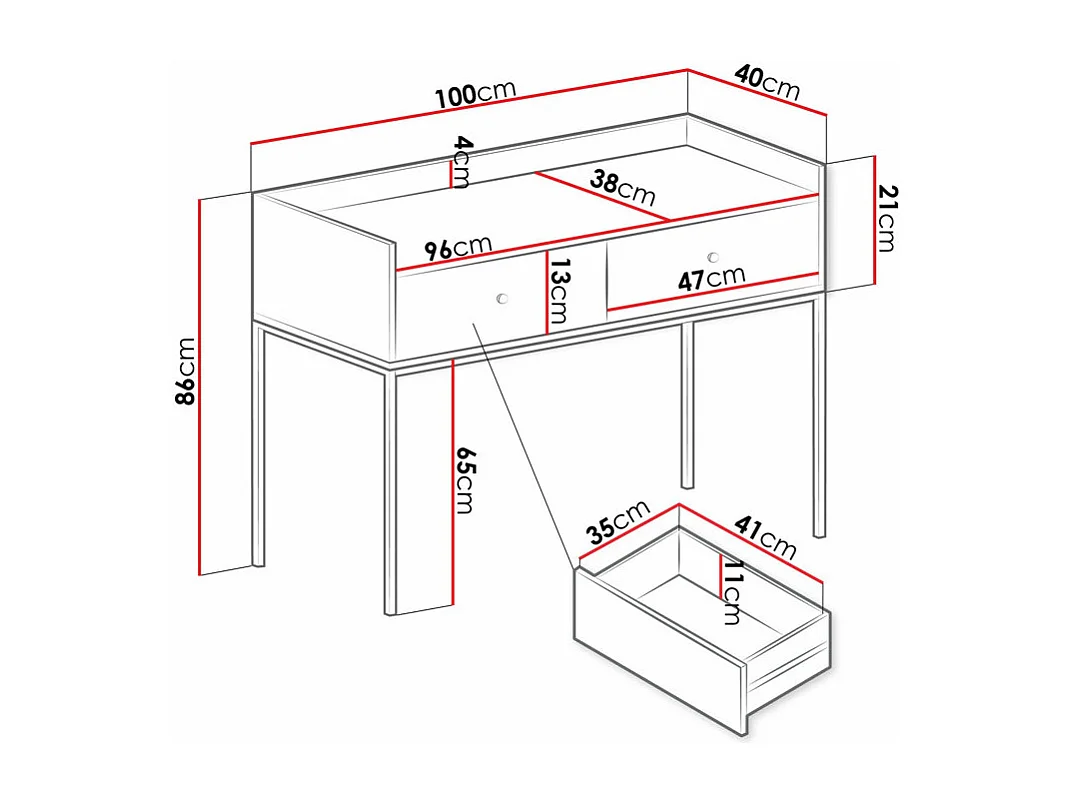 Console Comfivo Etmore 106, Gris, 86x100x40cm, Avec tiroirs