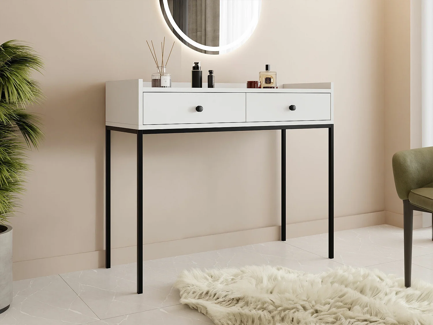 Consola Comfivo Etmore 106, Blanco, 86x100x40cm, Con cajones