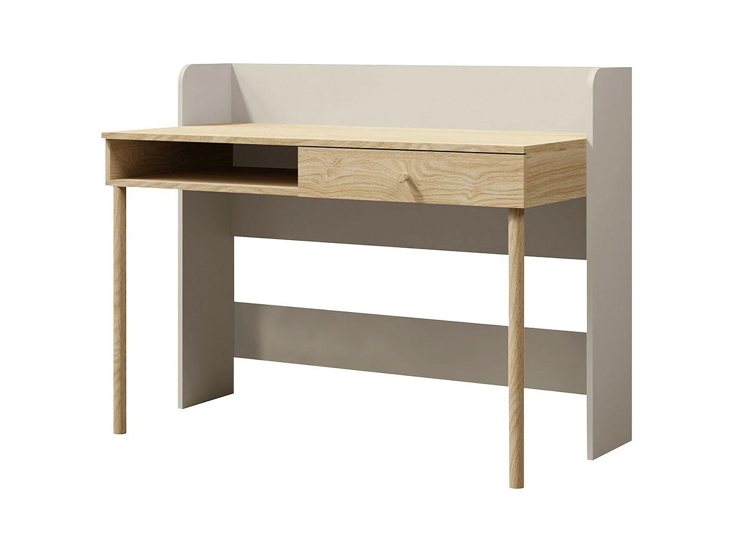 Bureau Domcali 110, Avec tiroirs, 76x124x60cm, Chêne|Beige