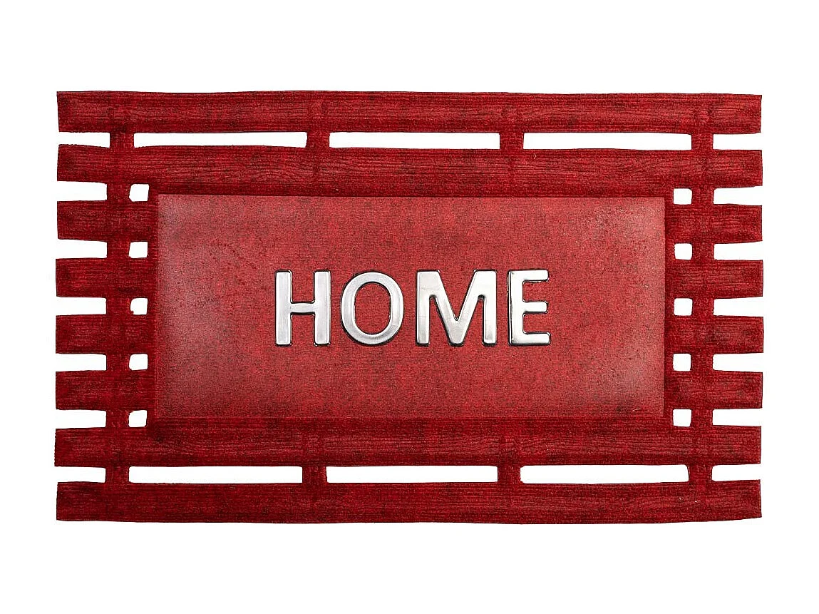 Zerbino in fibra e gomma con metallo rosso 75x45