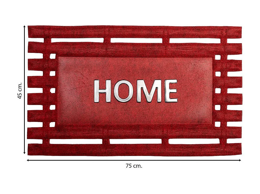 Zerbino in fibra e gomma con metallo rosso 75x45