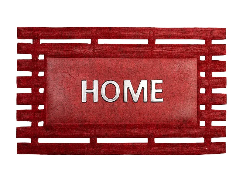 Zerbino in fibra e gomma con metallo rosso 75x45