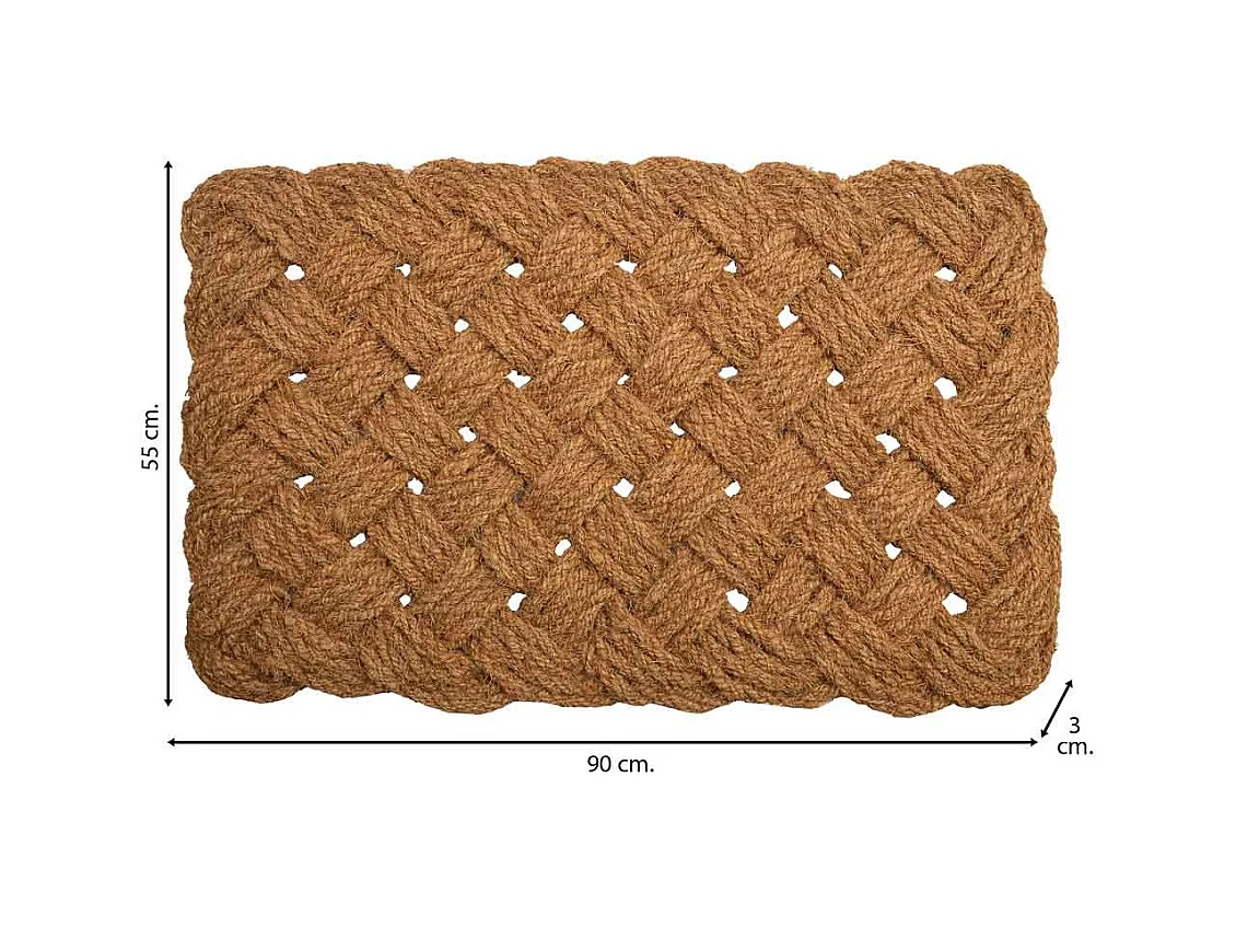 Felpudo de cuerda de coco marron 90x55x3