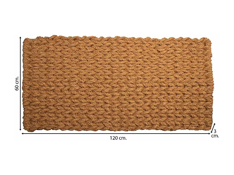 Tapete de corda de coco marrom 120x60x3