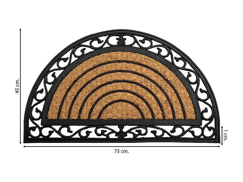 Capacho de borracha marrom e coco 75x45x1