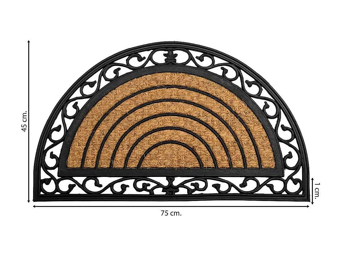 Felpudo de caucho y coco natural marron 75x45x1