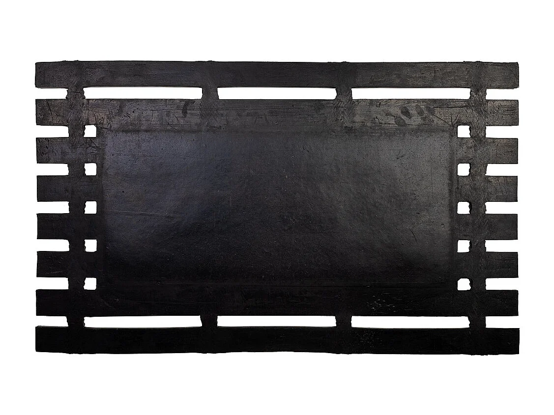 Felpudo de goma y fibra natural impreso huellas marron 75x45