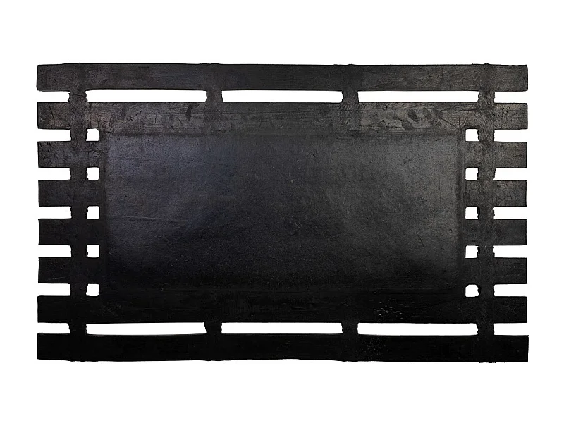 Fußmatte aus Gummi und Naturfasern mit Fußabdrücken braun 75x45