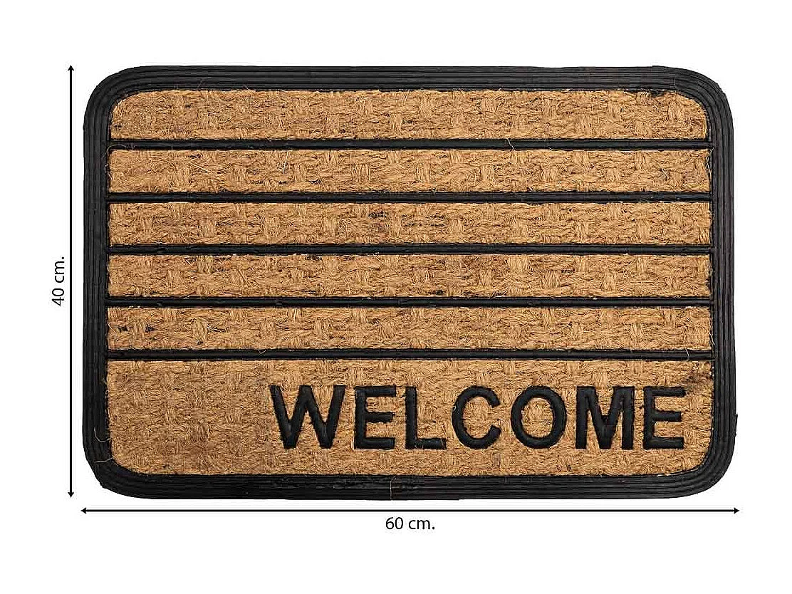 Capacho de fibra e borracha azul 60x40