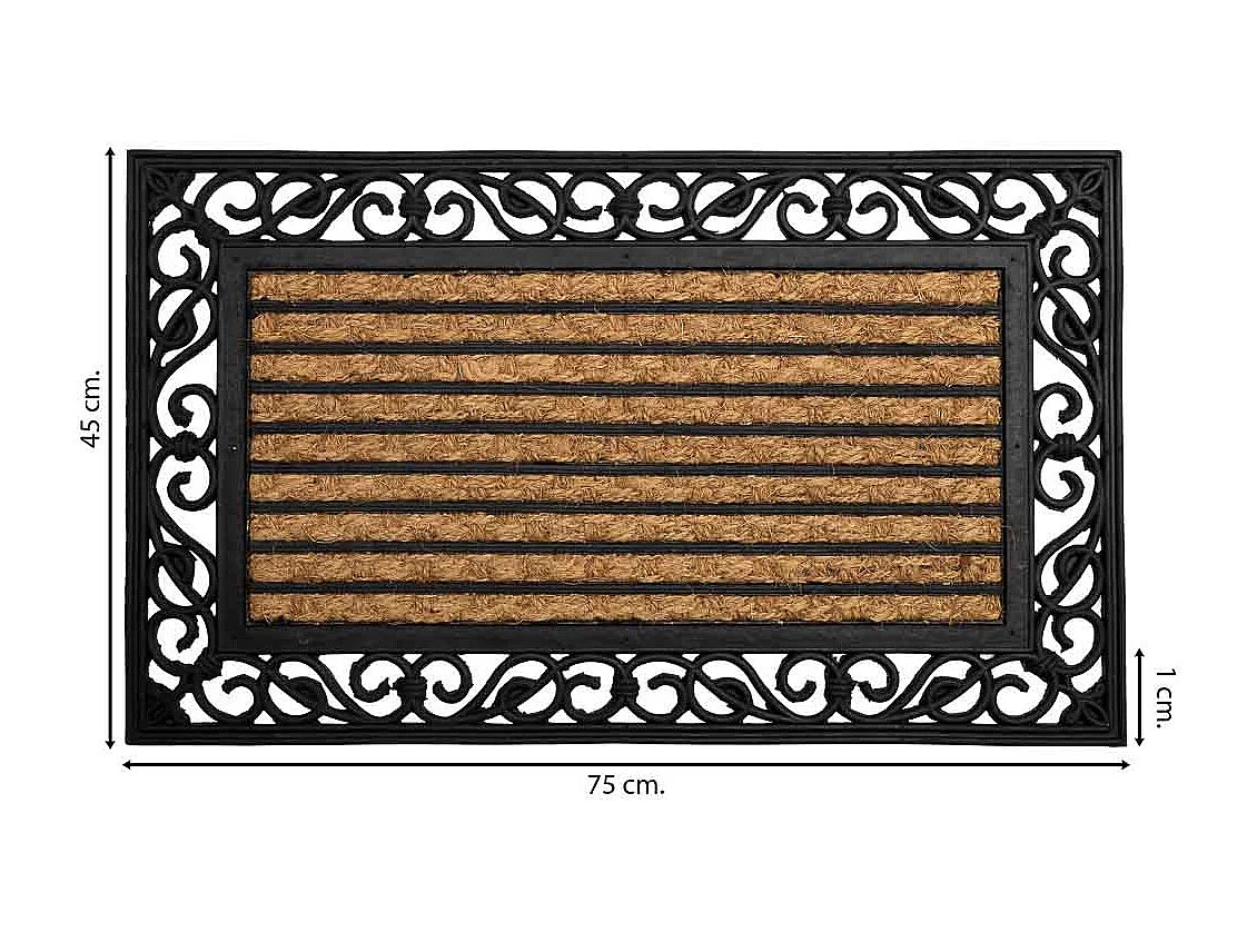 Felpudo de caucho y coco natural marron 75x45x1