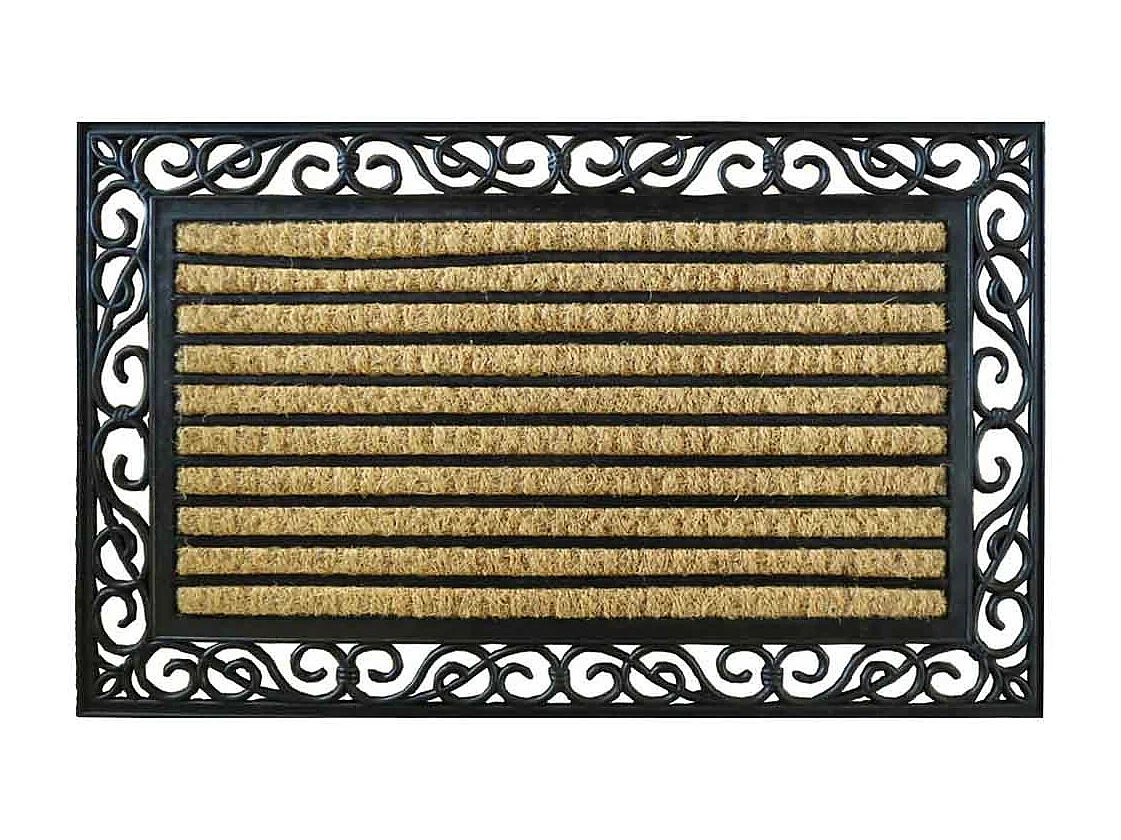 Felpudo de caucho y coco natural marron 75x45x1