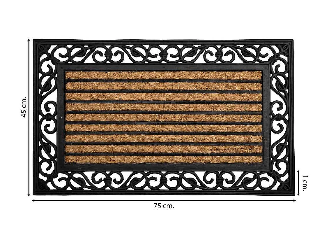 Zerbino in gomma e cocco naturale marrone 75x45x1