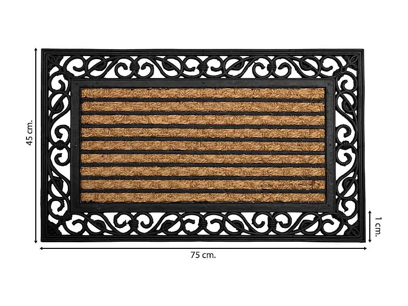 Felpudo de caucho y coco natural marron 75x45x1