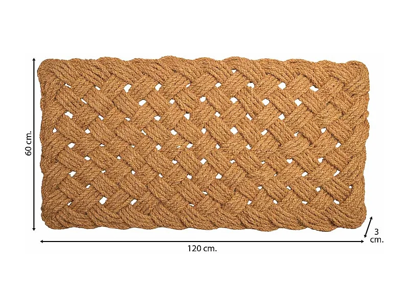Tapete de corda de coco marrom 120x60x3