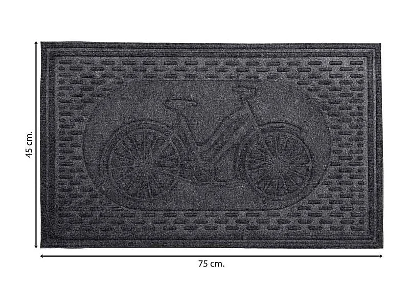 Tapis d'entrée en fibre et caoutchouc gris 75x45