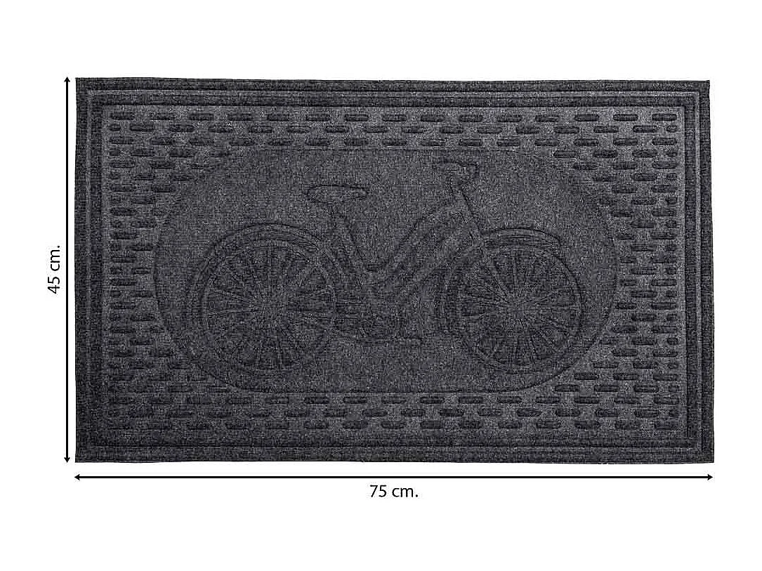 Tapis d'entrée en fibre et caoutchouc gris 75x45