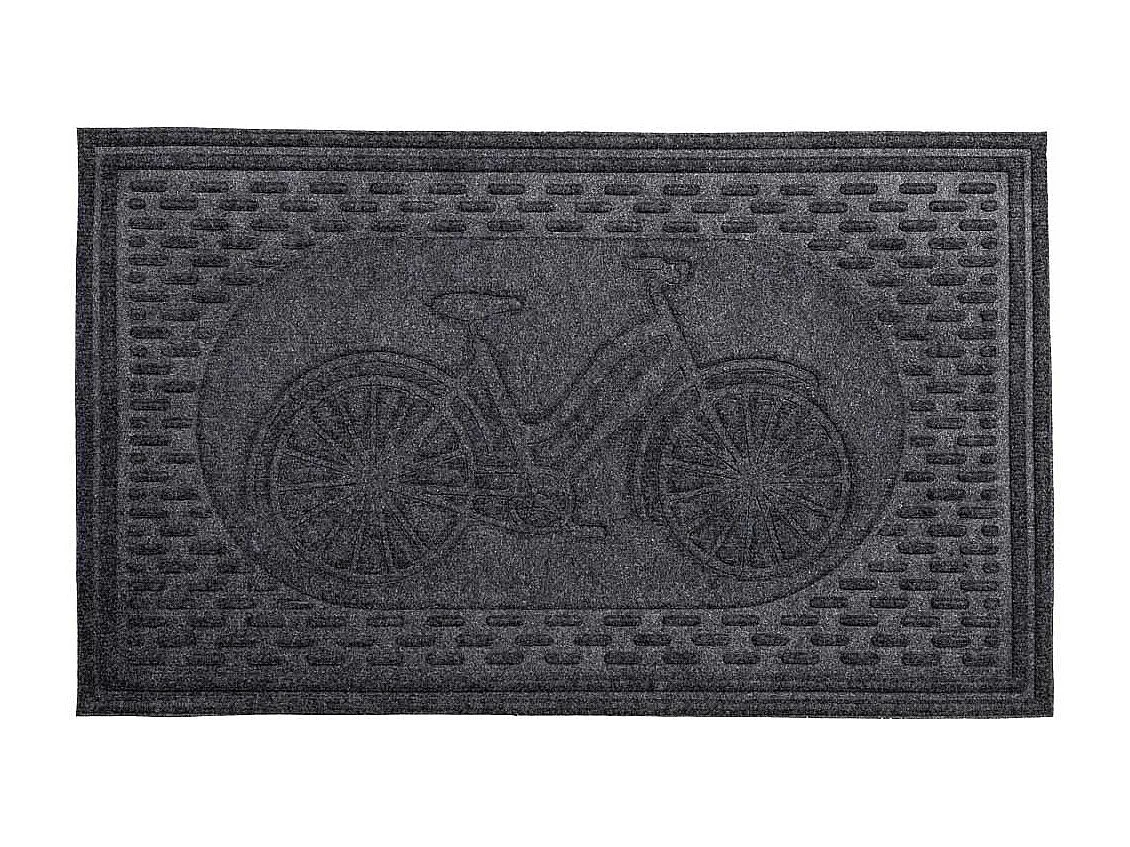 Tapis d'entrée en fibre et caoutchouc gris 75x45
