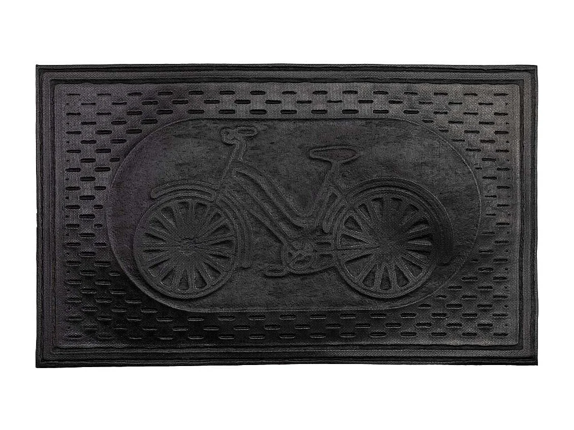 Tapis d'entrée en fibre et caoutchouc gris 75x45