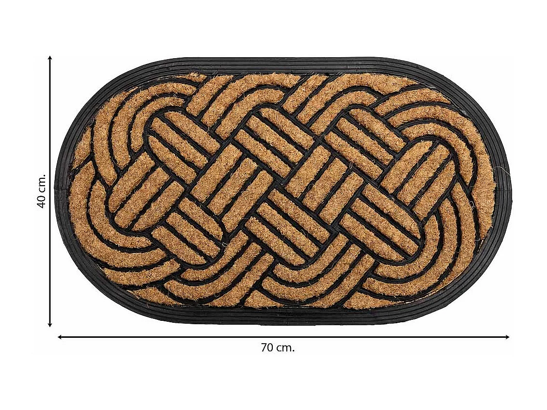 Paillasson en fibre de coco et caoutchouc marron 70x40