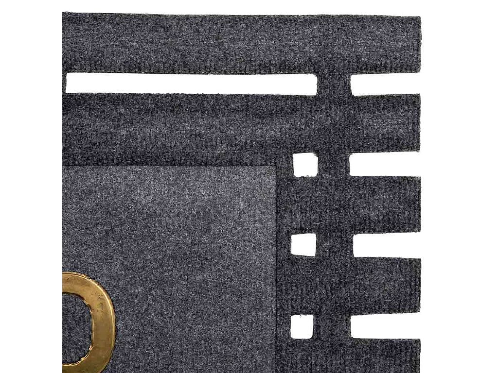 Tapis d'entrée en fibre et caoutchouc avec métal gris 75x45