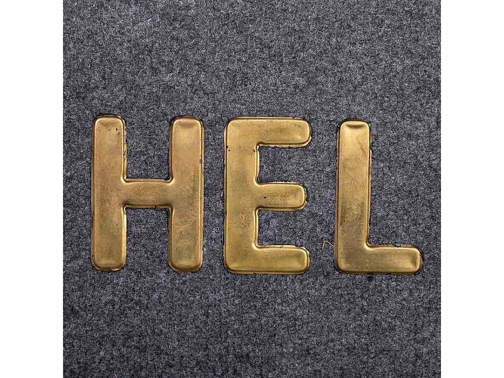 Fußmatte aus Faser und Gummi mit Metall in Grau 75x45