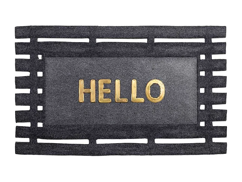 Fußmatte aus Faser und Gummi mit Metall in Grau 75x45