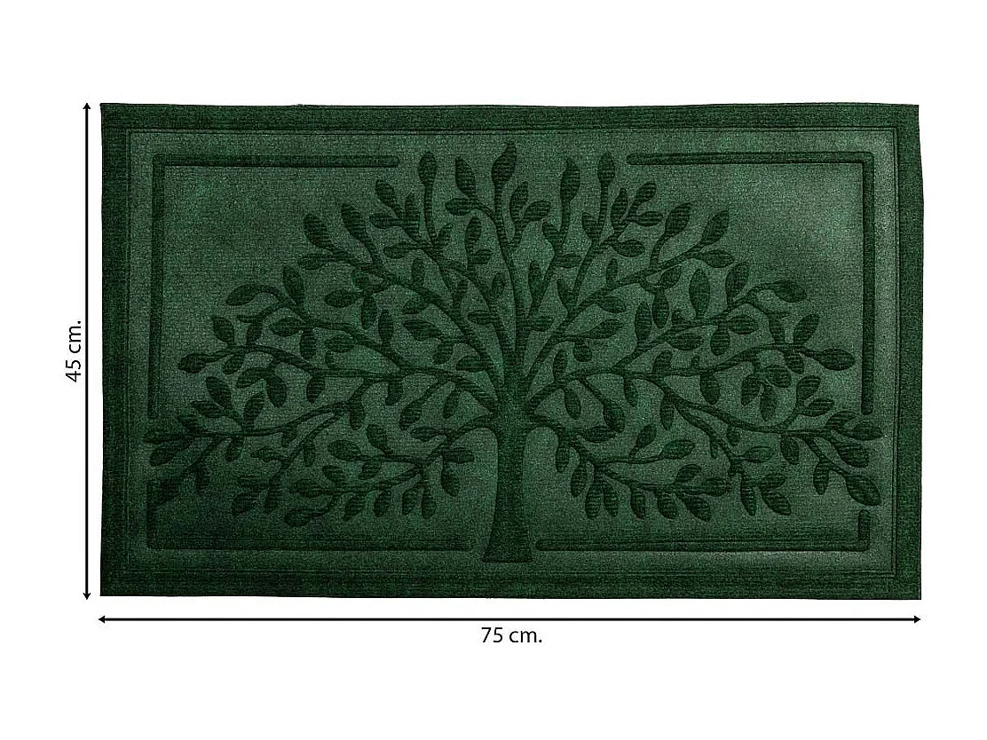 Tapis d'entrée en fibre et caoutchouc vert 75x45