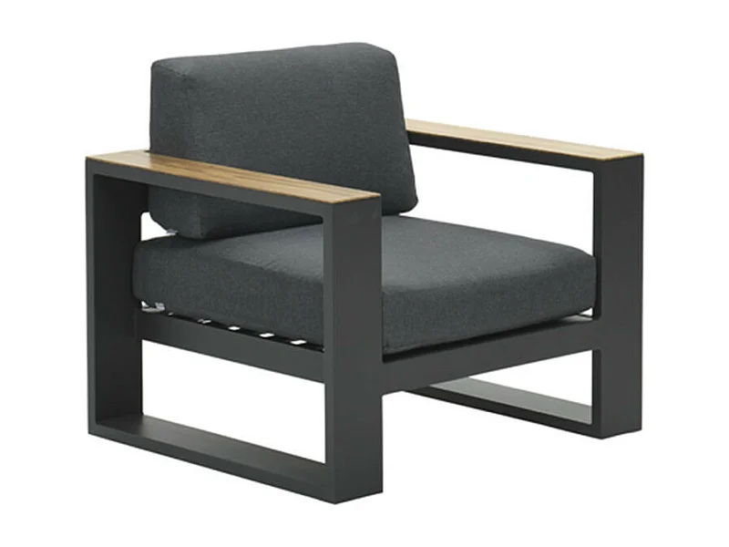 Garden Impressions Plaza lounge tuinstoel - donker grijs teaklook