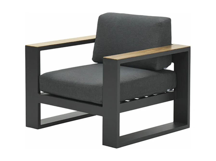 Garden Impressions Plaza lounge tuinstoel - donker grijs teaklook