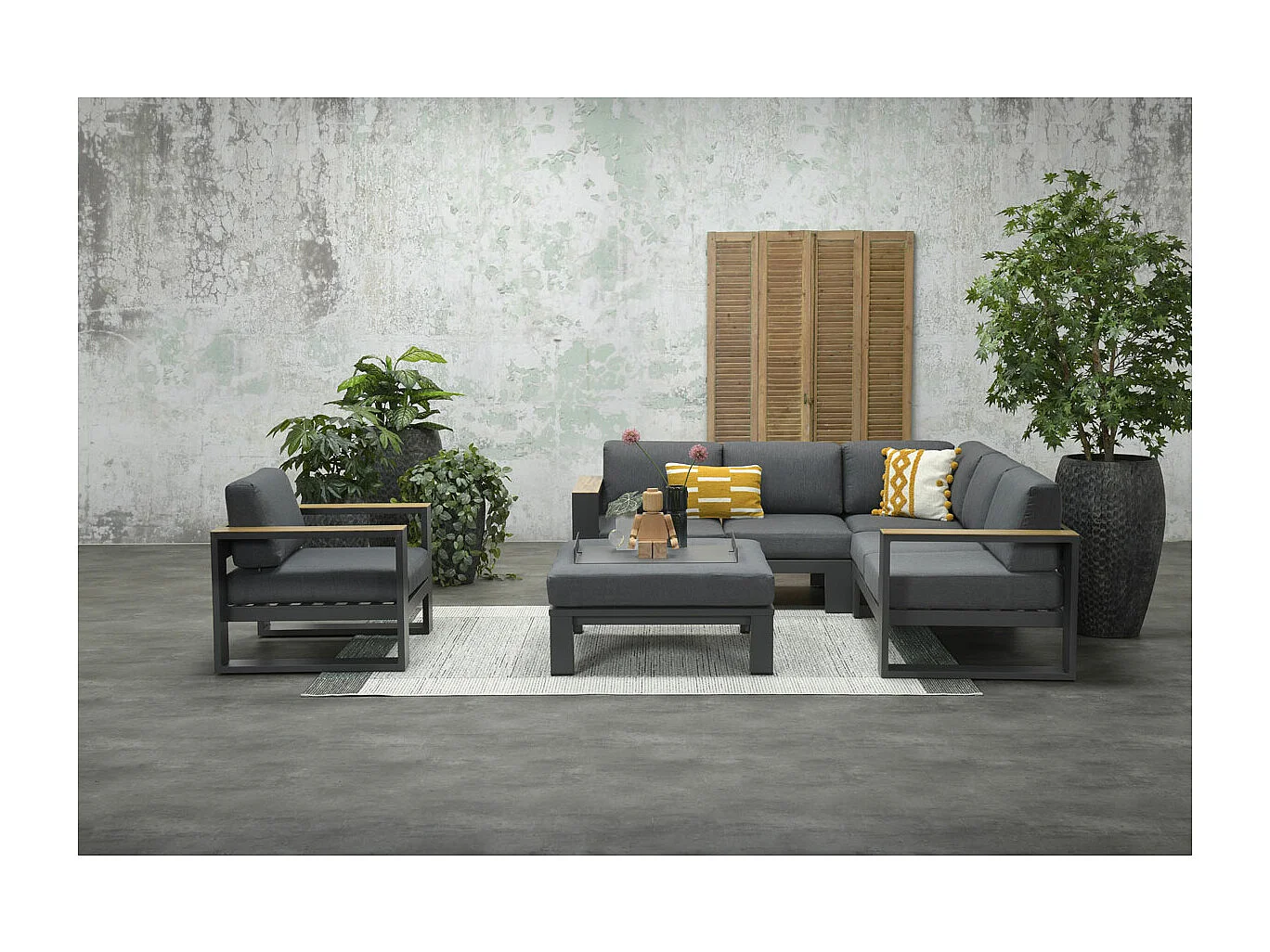 Garden Impressions Plaza lounge tuinstoel - donker grijs teaklook