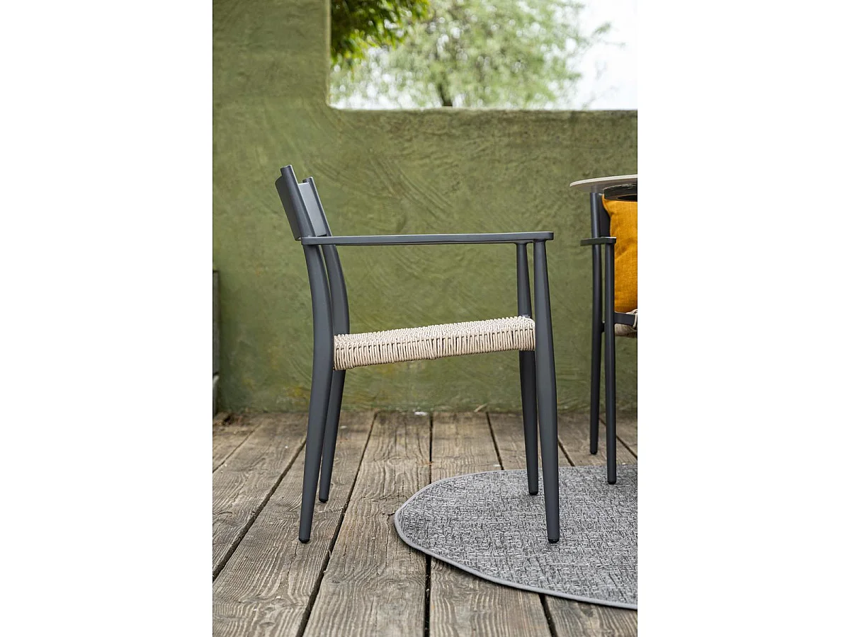 Garden Impressions Lily tuinstoel donker grijs - 2 stuks