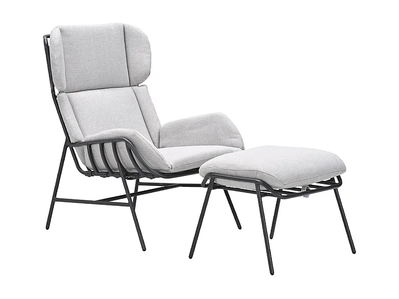 Garden Impressions Fresno loungestoel incl. voetenbank - donker grijs