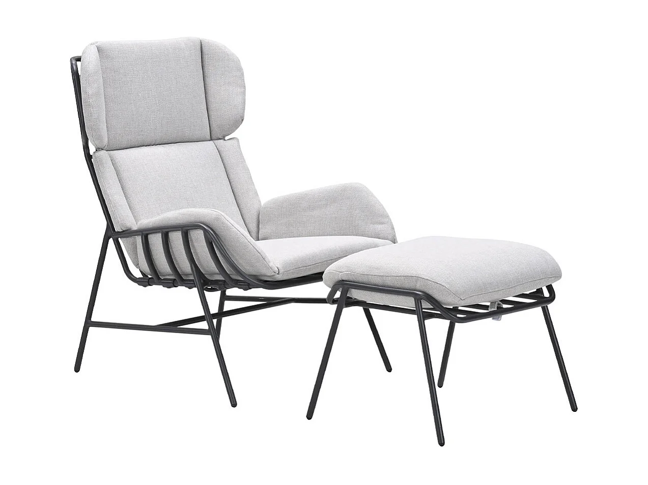 Garden Impressions Fresno loungestoel incl. voetenbank - donker grijs