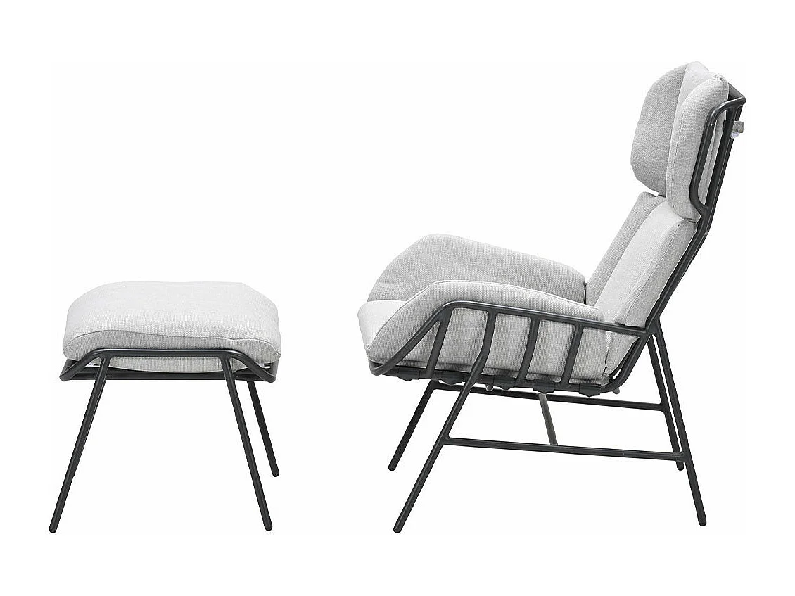 Garden Impressions Fresno loungestoel incl. voetenbank - donker grijs