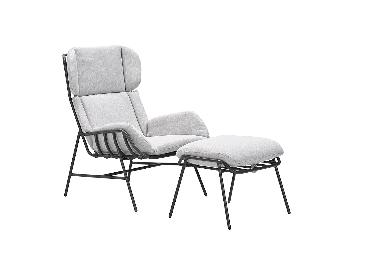 Chaise longue Garden Impressions Fresno gris foncé avec repose-pieds