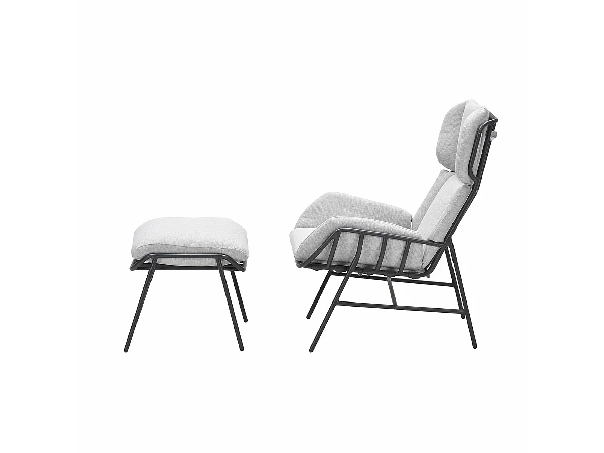 Chaise longue Garden Impressions Fresno gris foncé avec repose-pieds