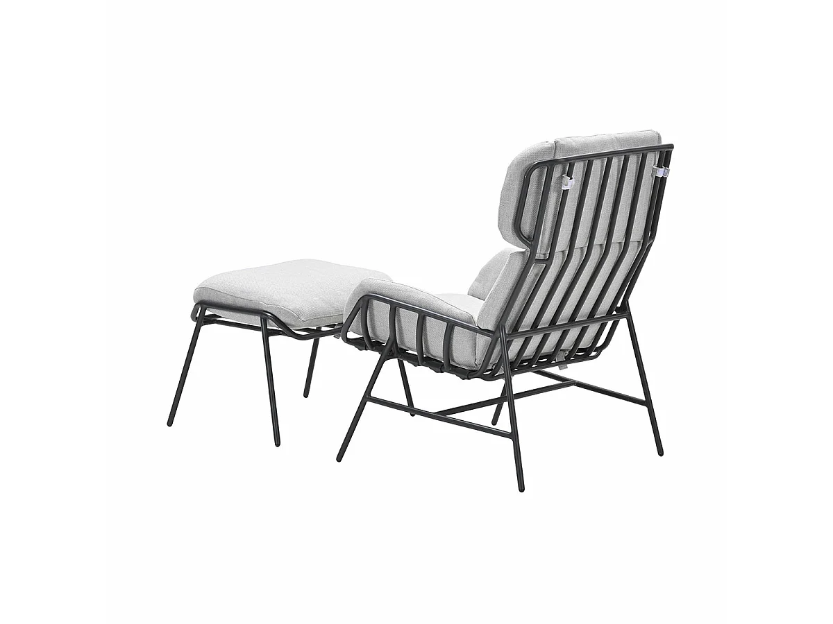 Chaise longue Garden Impressions Fresno gris foncé avec repose-pieds