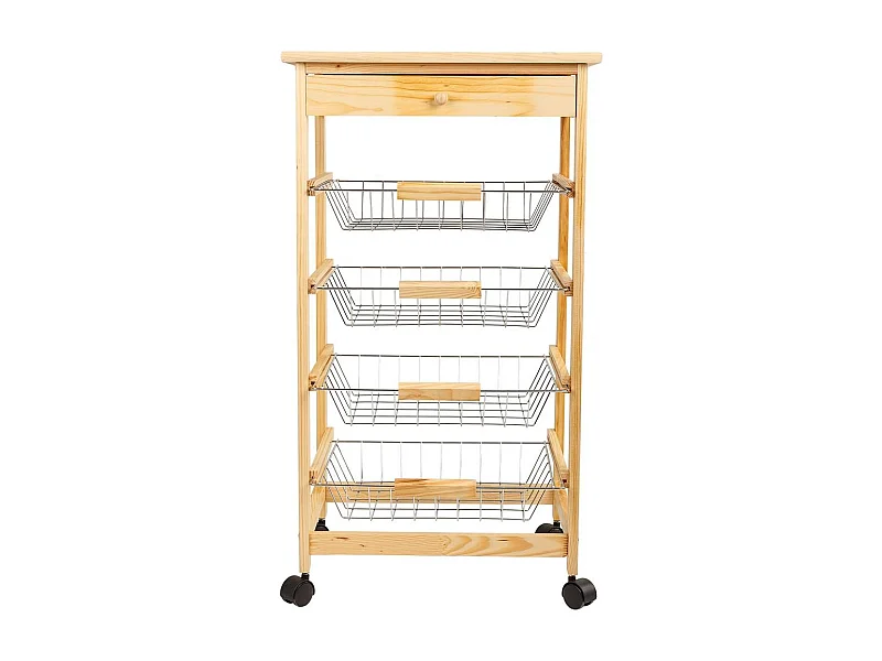 Carrinho de cozinha em madeira marrom 47x37x85