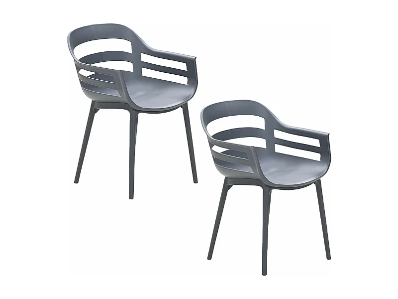 Garden Impressions Sunny tuinstoel donker grijs - 2 stuks