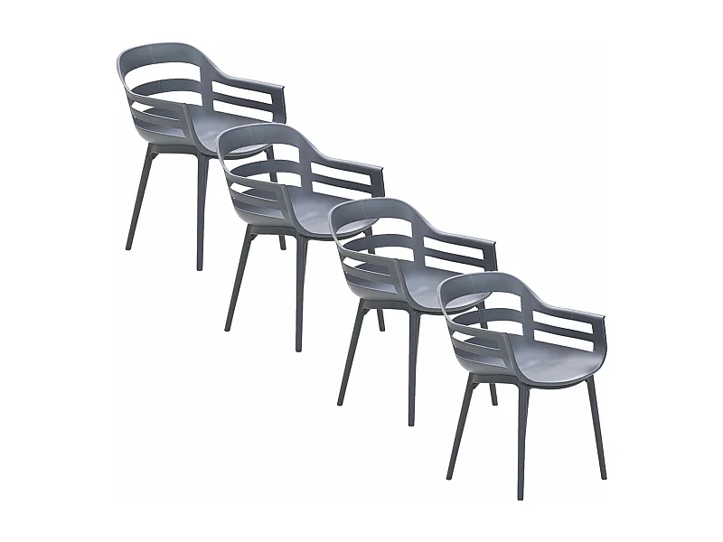 Garden Impressions Sunny tuinstoel donker grijs - 4 stuks