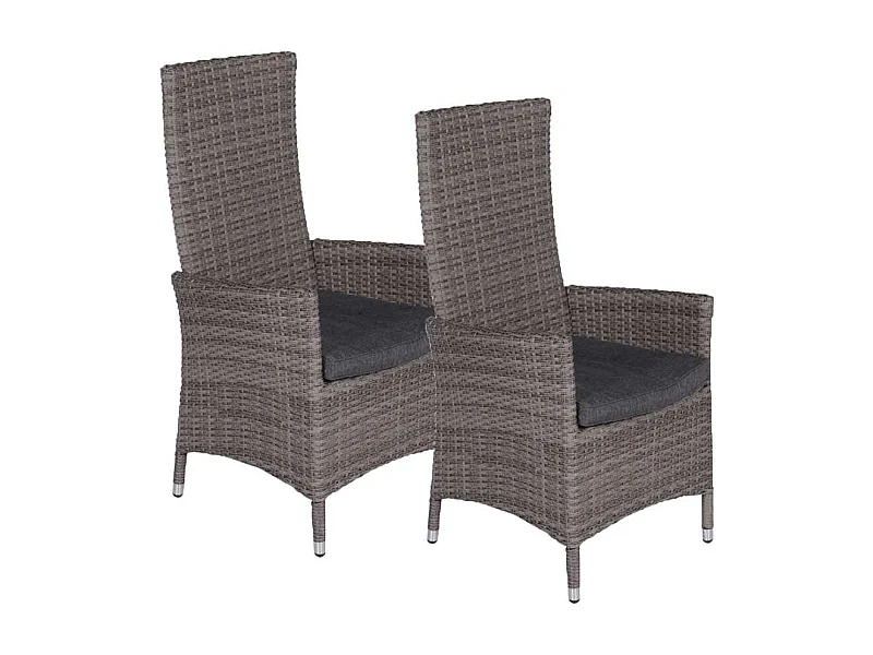 Garden Impressions Nice verstelbare tuinstoel grijs - 2 stuks