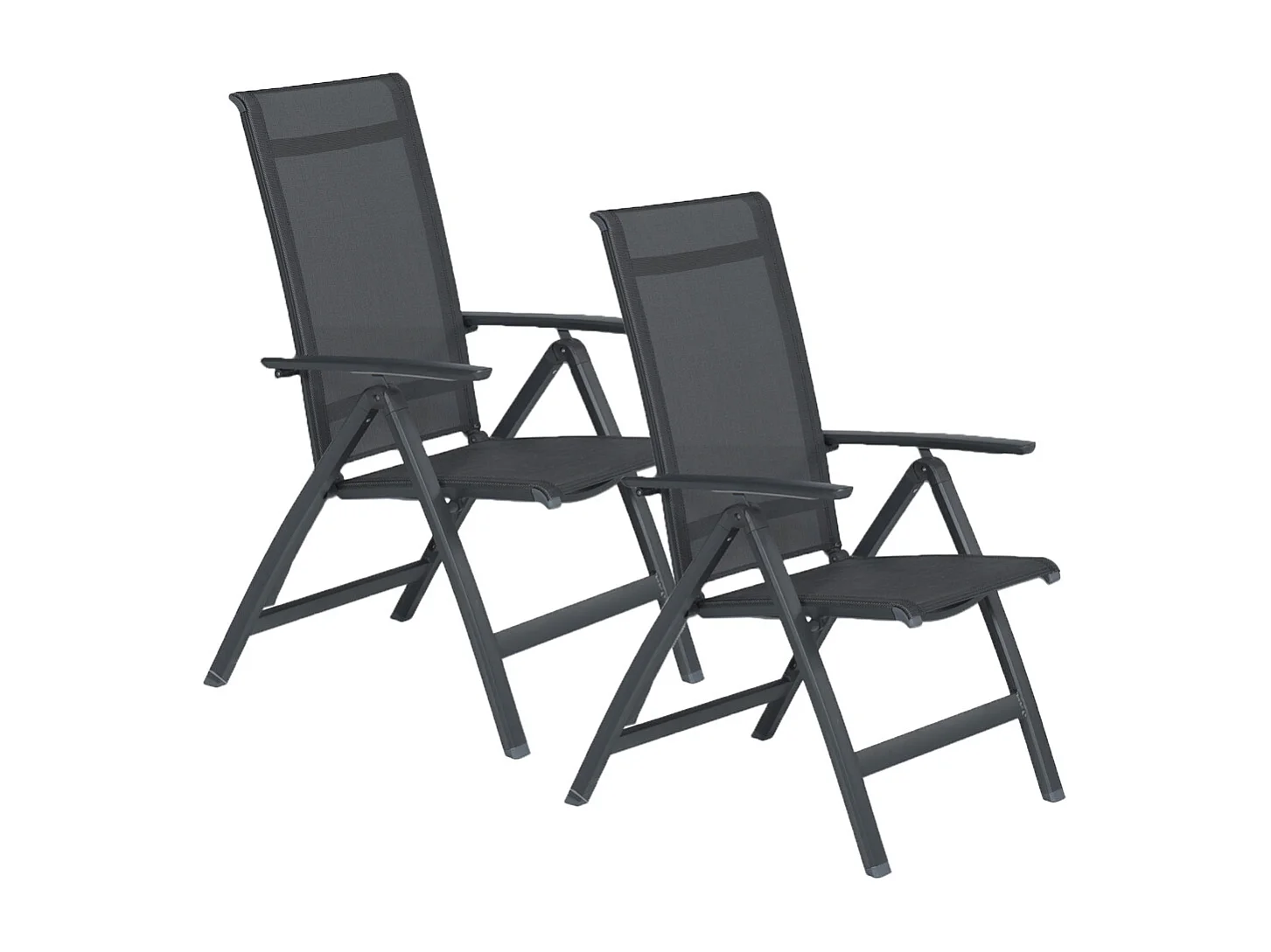 Garden Impressions Santana tuinstoel verstelbaar donker grijs - 2 stuks