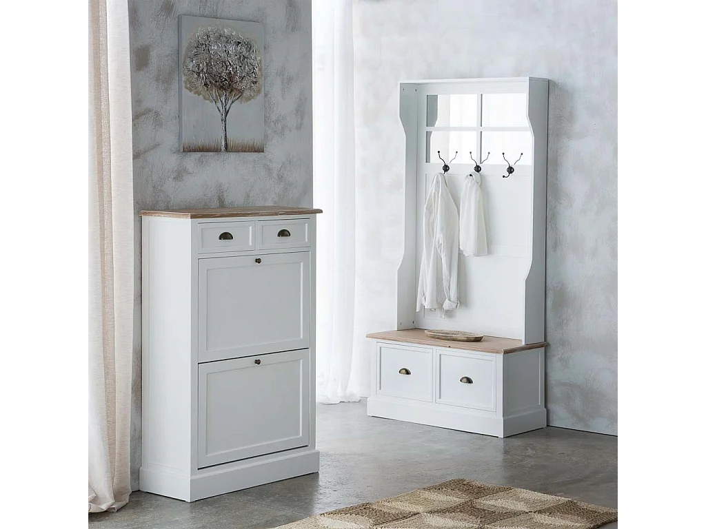 Scarpiera in legno bianco 80x120,5x33