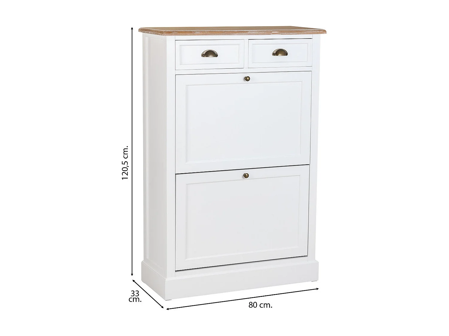 Scarpiera in legno bianco 80x120,5x33