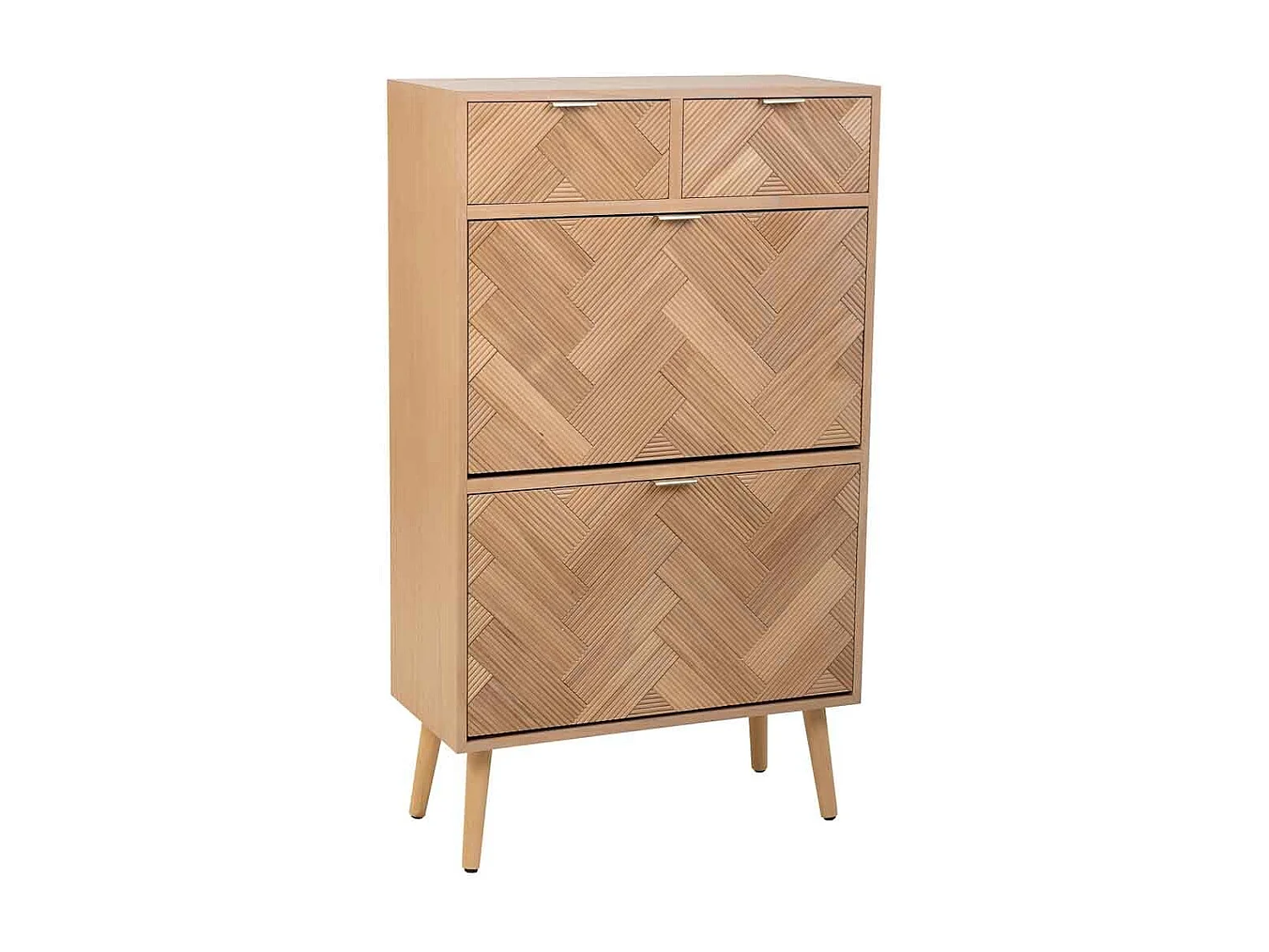 Schuhregal aus Holz mit 2 Türen und 2 Schubladen, braun 70x32x120h cm