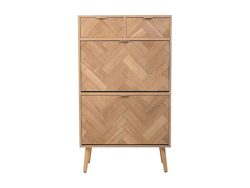 Schuhregal aus Holz mit 2 Türen und 2 Schubladen, braun 70x32x120h cm