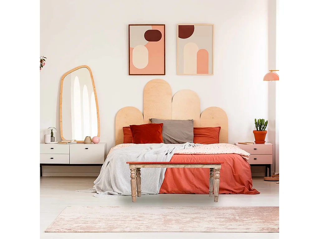 Banc en bois peint à la main en marron 101x35,5x43