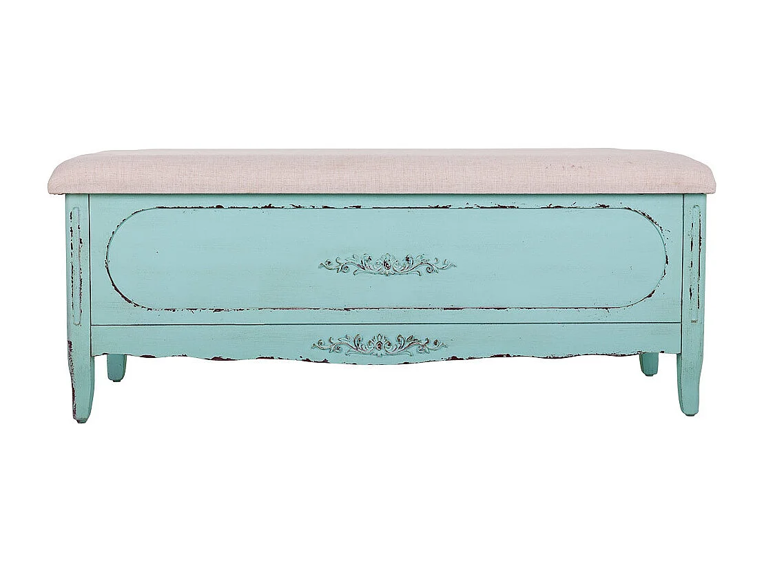 Banquette en bois bleue 120x43x48