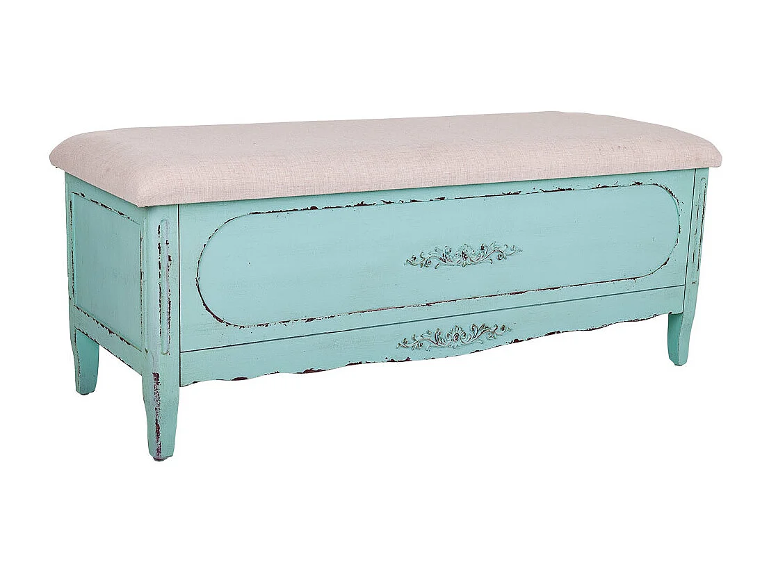 Banquette en bois bleue 120x43x48