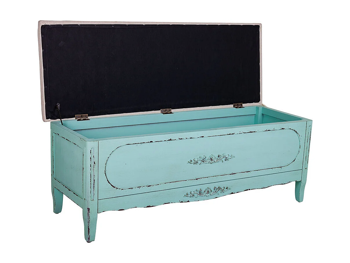 Banquette en bois bleue 120x43x48